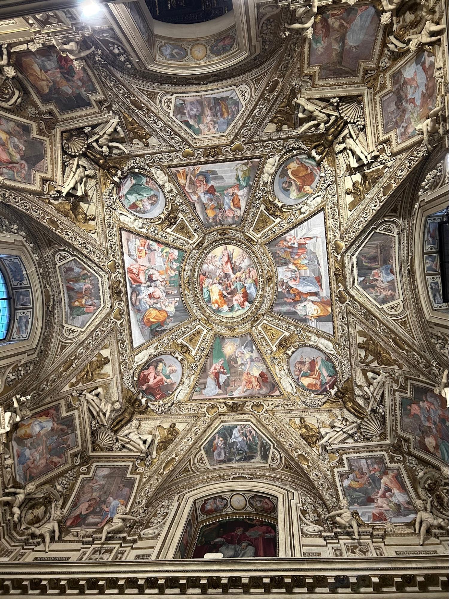 Ornate frescoed ceiling in Rome