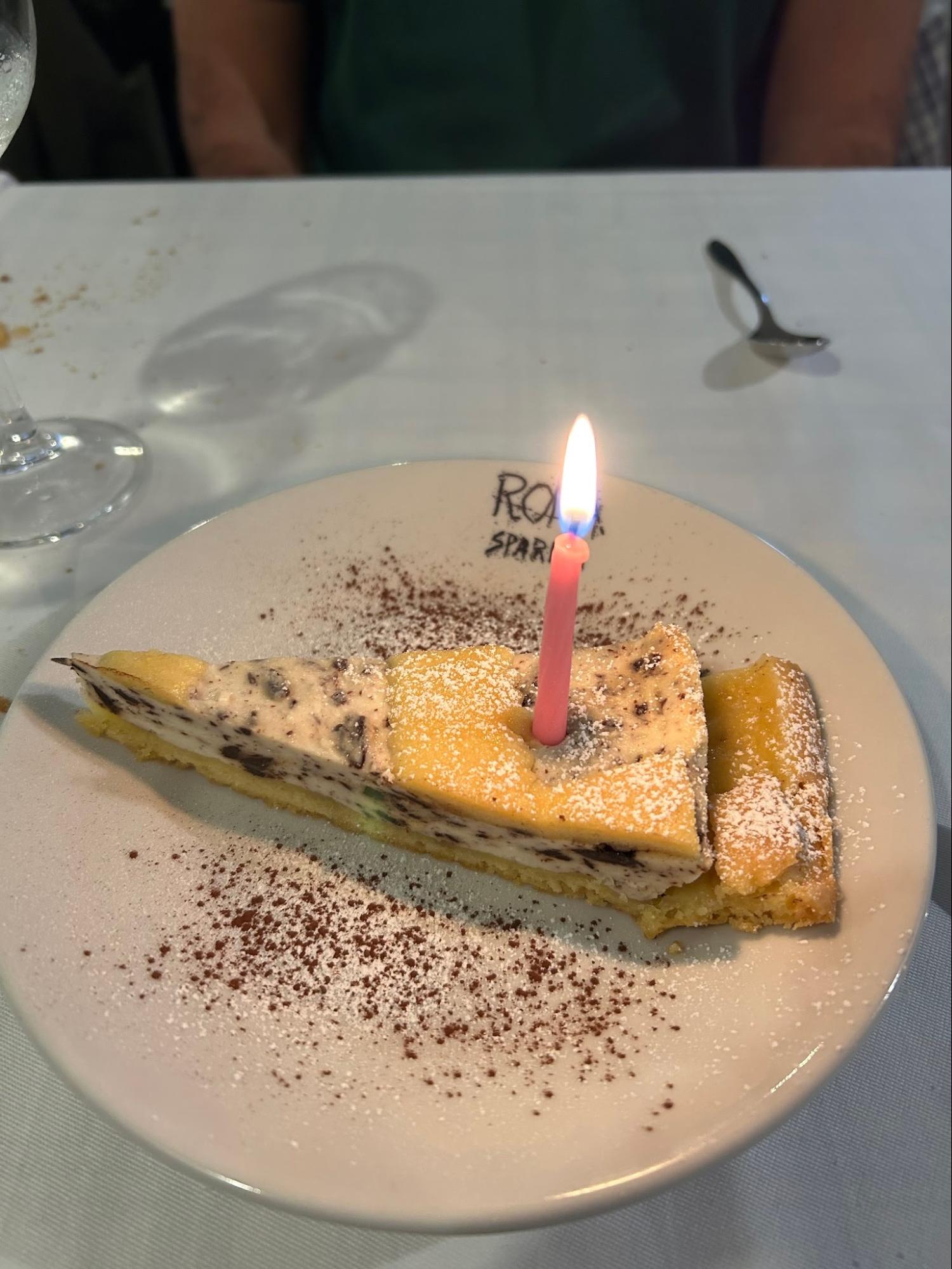 Tiramisu with a birthday candle